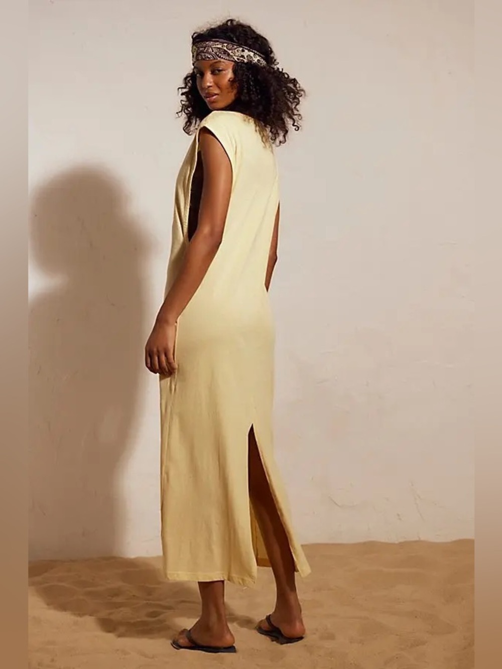 NWT FREE PEOPLE FREE-EST Drift Street Cotton-Jersey Maxi Dress | Solar Lemon $60 - Picture 2 of 5